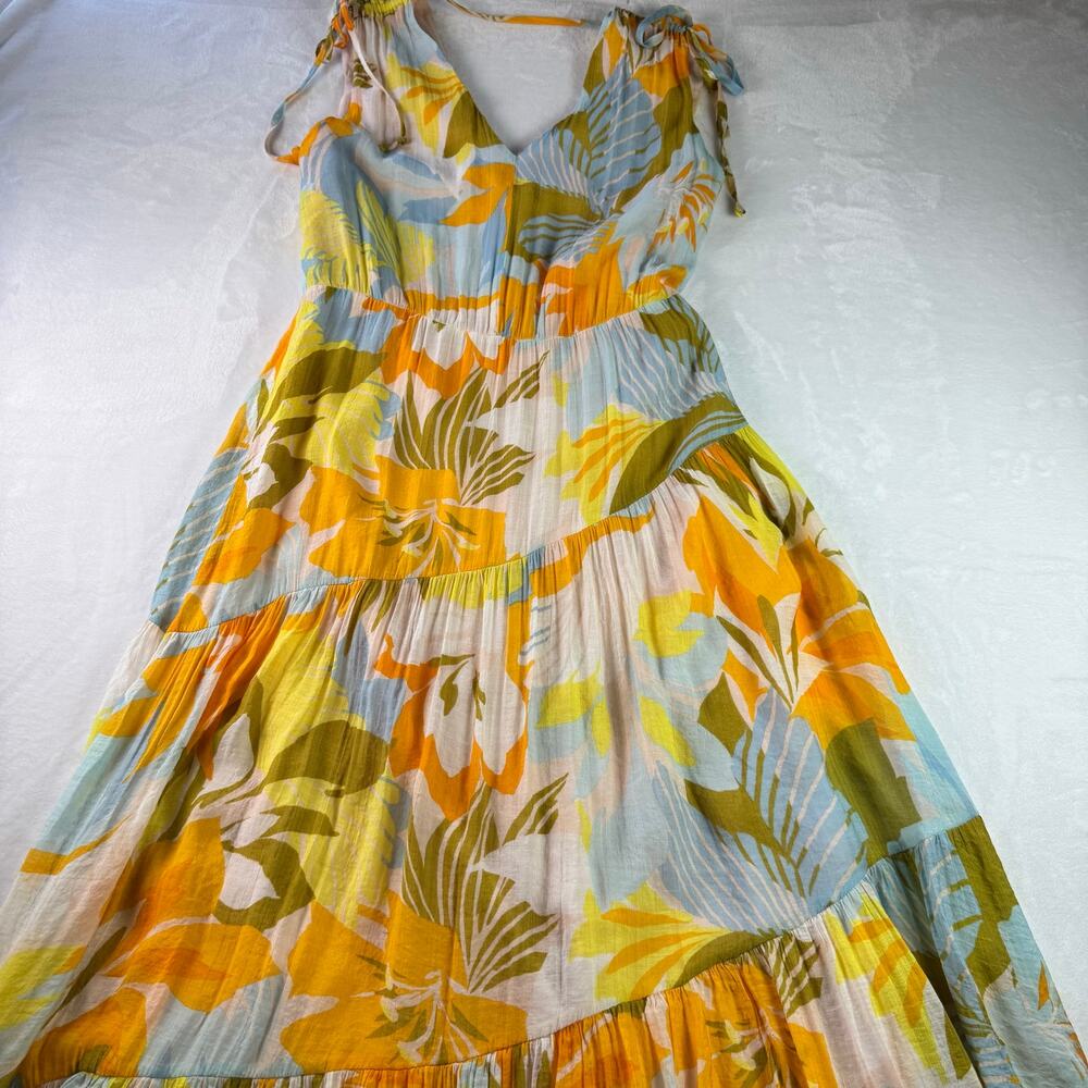 1.STATE Tropical Floral Maxi Dress Women Small Flowy Wedding Cruise Resort Boho - Picture 3 of 15